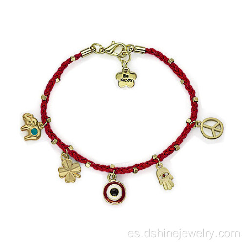 Pulsera con colgante pequeño mal de ojo Hamsa pulsera tejida